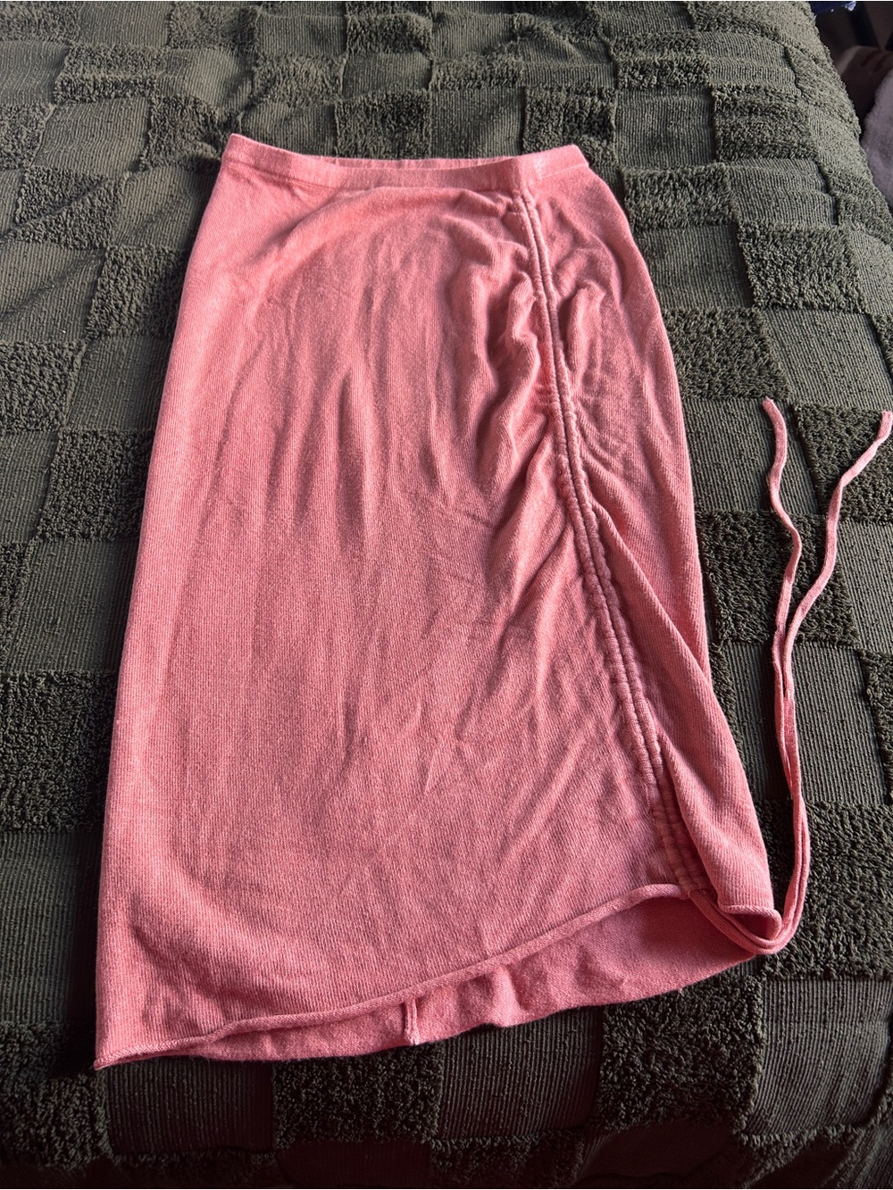 Urban Outfitters Pink Ruched Wrap Midi Skirt